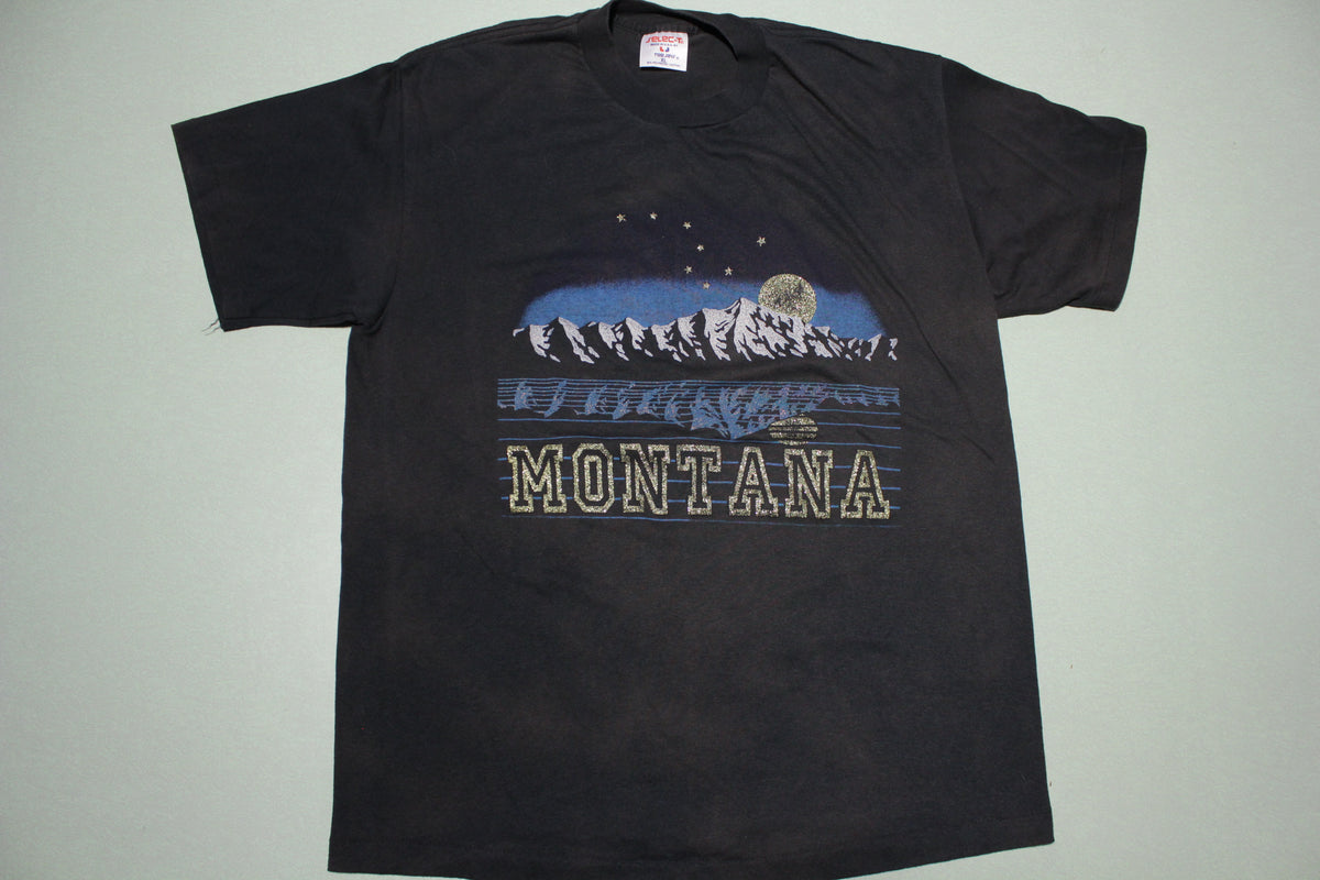 Montana Gold Sparkle Vintage 80s Mountain Range USA Tourist T-Shirt