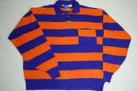 Ocean Pacific OP Vintage 80's Polo Striped Orange Blue New Wave Pocket Sweater