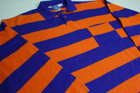 Ocean Pacific OP Vintage 80's Polo Striped Orange Blue New Wave Pocket Sweater