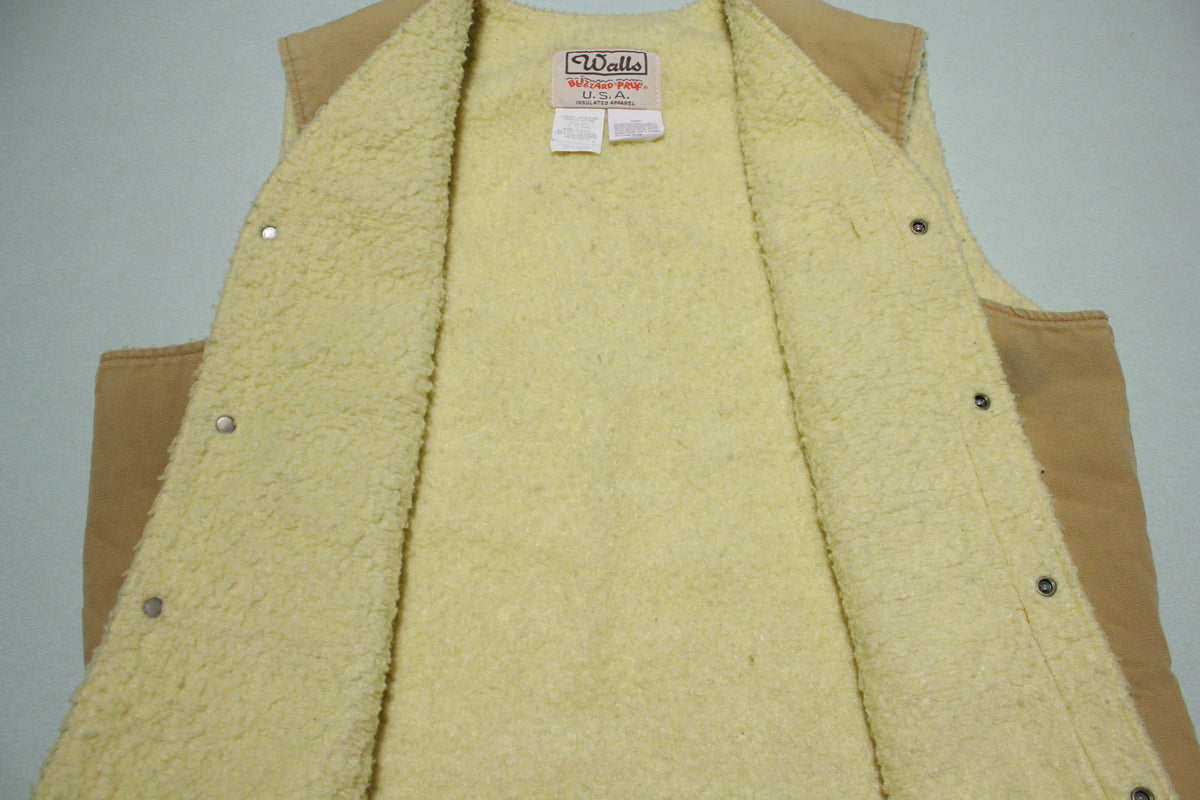 Walls Blizzard Pruf Vintage 90's Made in USA Sherpa Lined Canvas Work Vest