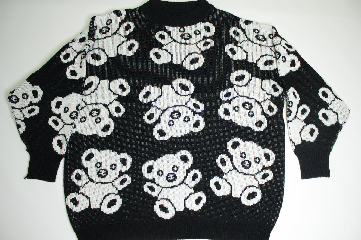 Ricki Division of Miss Erika Vintage 80's Teddy Bear All Over Print Acrylic Sweater