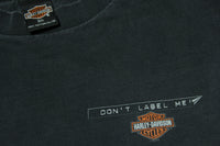Harley Davidson Motorcycles Don't Label Me 1998 Monarch Orem Utah Vintage T-Shirt