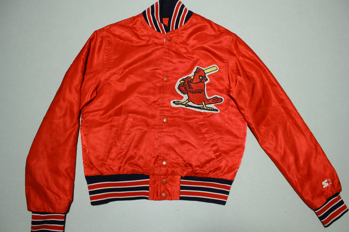 Vintage Starter St. Louis Cardinals Red Satin Varsity Jacket Mens Size Small