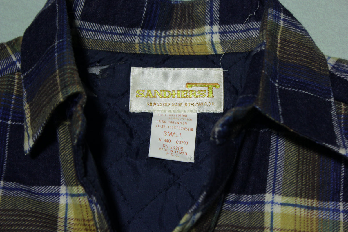 Sandherst Vintage 70's Flannel Button Up Quilt Lined Shirt