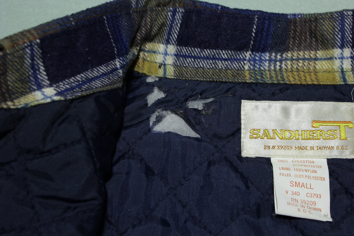 Sandherst Vintage 70's Flannel Button Up Quilt Lined Shirt