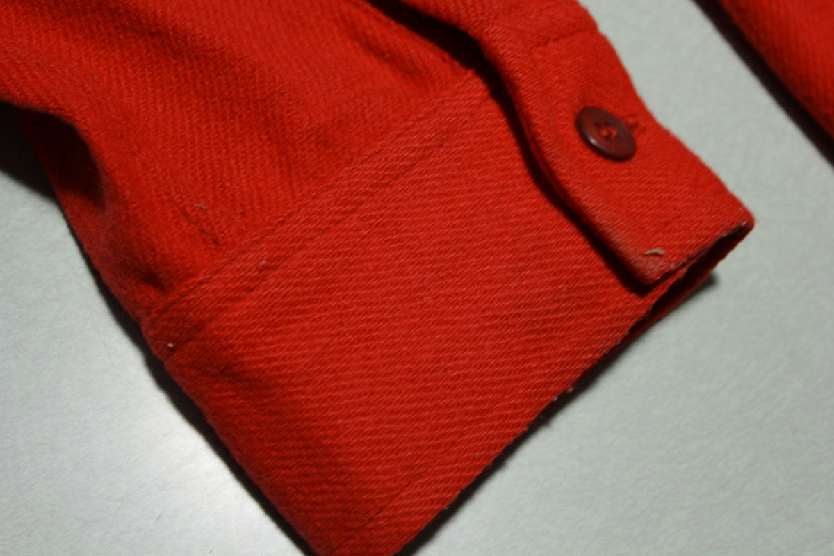 Fire Engine Red Wool Vintage 1960's Flannel Button Up shirt