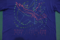 Grand Coulee Dam Laser Light Show Washington Distressed USA Single Stitch 80's T-Shirt