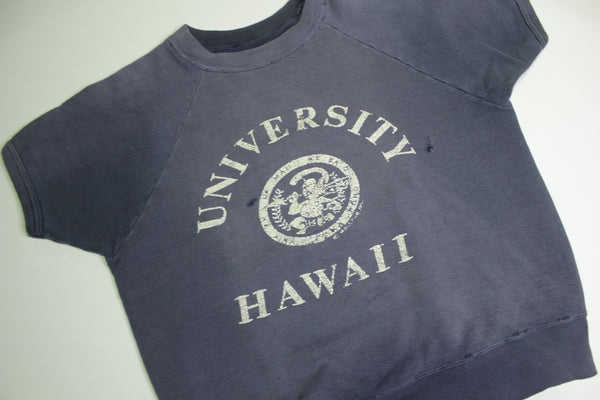 University of Hawaii Vintage 60's Short Banded Sleeve Crewneck Collegiate Sweatshirt