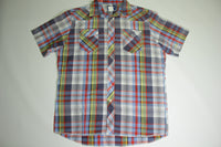 Wrangler Plaid Pearl Snap Button Up Vintage 90's Short Sleeve Western Cowboy Shirt