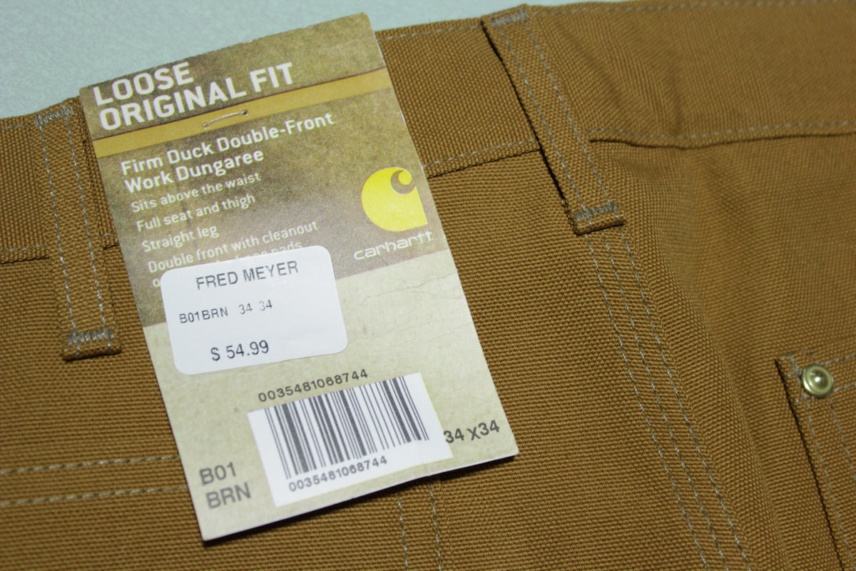 Carhartt B01 Double Knee Front Work Construction Utility Pants BRN Made in USA NWT