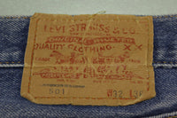 Levis 501 Selvedge Black Bar Tack #6 Stamp Vintage Redline Denim "repaired" Blue Jeans