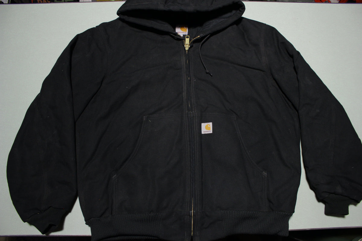 J140 CARHARTT J140 BLK NEW!! Quilted Flannel Lined Duck Canvas Jacket USA M ...
