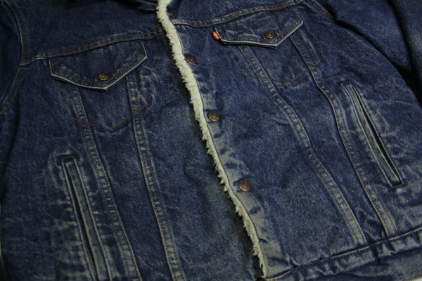Levis San Francisco Sherpa Lined Dark Washed 80's Denim Jean Jacket USA Made