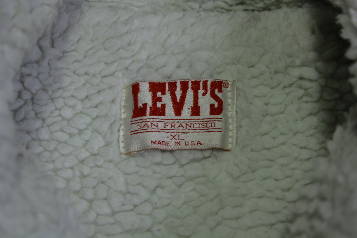 Levis San Francisco Sherpa Lined Acid Stone Washed 80's Denim Jean Jacket USA Made