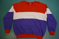 80s Red White and Blue Color Block Vintage Crewneck Sweatshirt 1980s