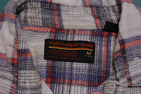Montgomery Ward Vintage 80's Gray Salmon Flannel Long Sleeved Shirt