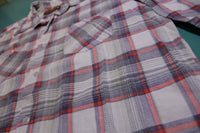 Montgomery Ward Vintage 80's Gray Salmon Flannel Long Sleeved Shirt