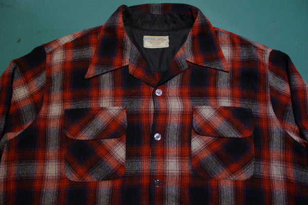 JCPenney Vintage 70's Wool Blend Plaid Flannel Long Sleeve Shirt