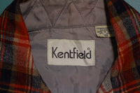 Kentfield Vintage 80's Wool Blend Flannel Red Navy Plaid Long Sleeved Shirt