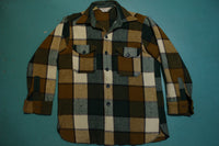 Woolrich Wool 60's Green Brown Flannel Plaid Shirt Long Sleeve Shirt Jacket