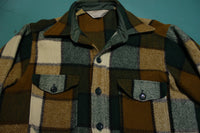 Woolrich Wool 60's Green Brown Flannel Plaid Shirt Long Sleeve Shirt Jacket