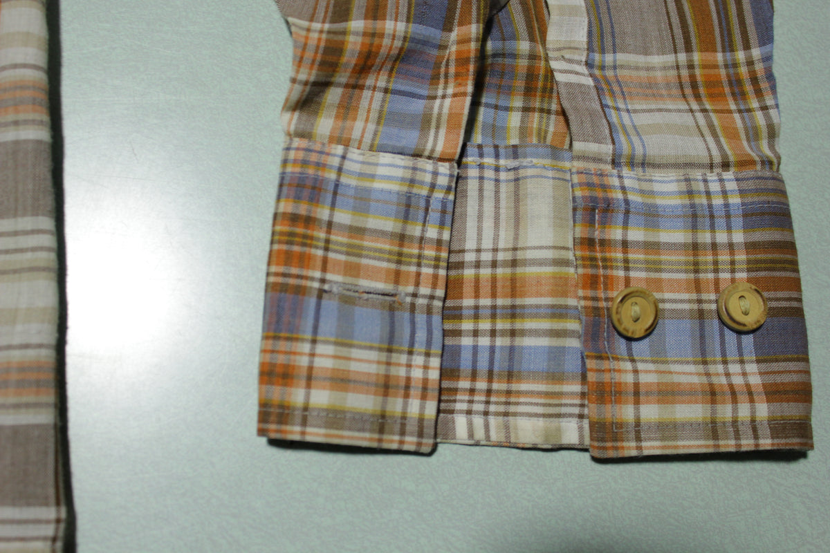 Levis Big E Panatela Tops Vintage 1970 Plaid Button Up Western Shirt