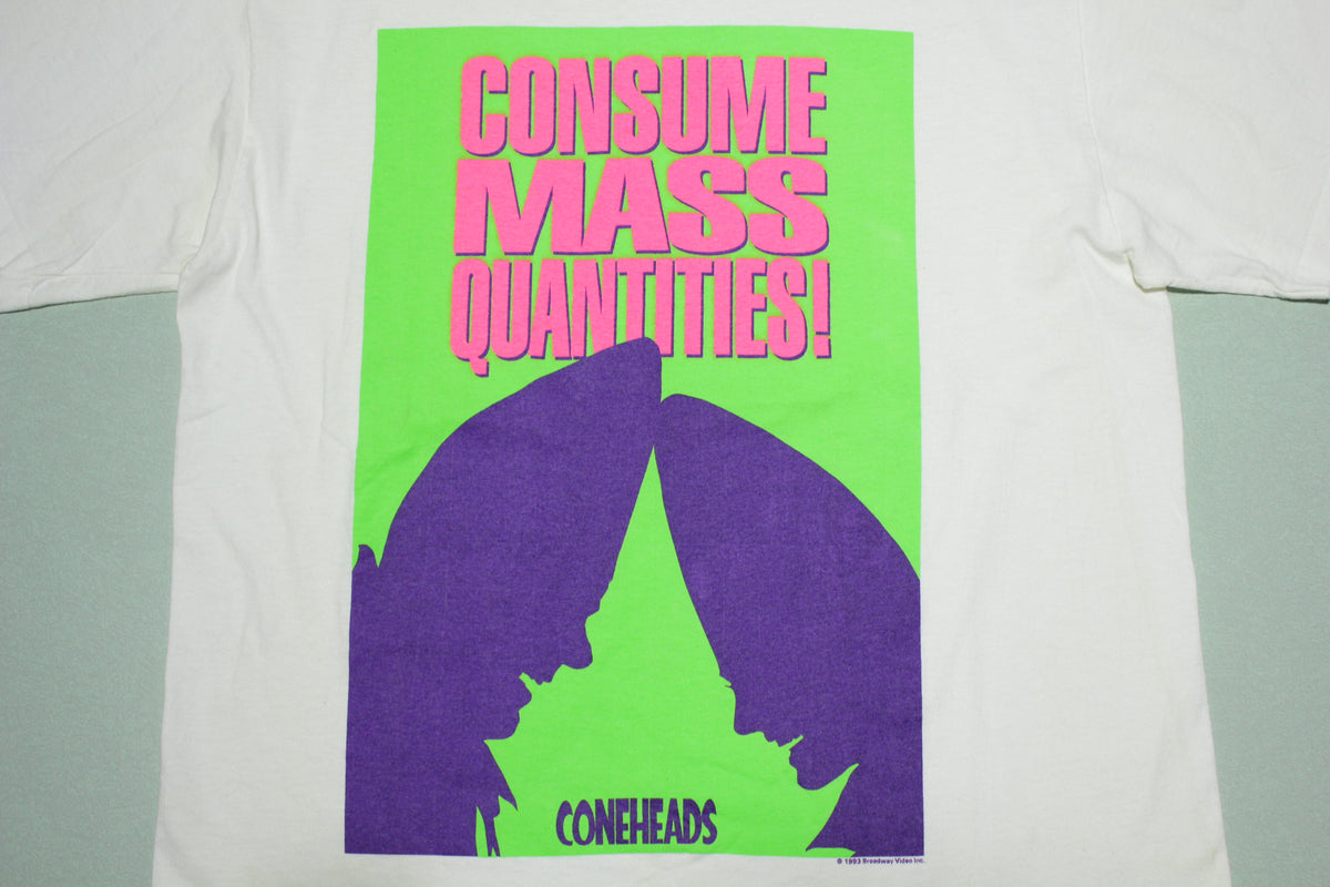 Coneheads Consume Mass Quantities Vintage 1993 Licensed Movie Promo T-Shirt