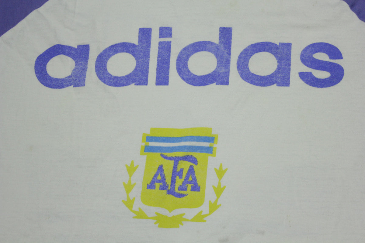 Adidas AFA Argentina Vintage 80's Striped Distressed T-Shirt
