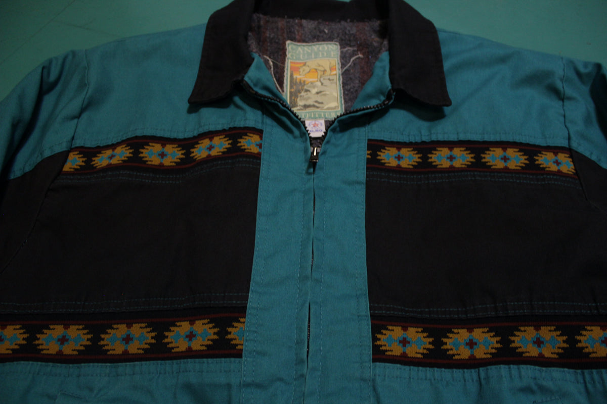 Canyon Guide Outfitters VTG 90's M Cowboy Jacket Aztec Green Black USA Made MINT