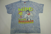 Mind Your Business Tweety Bird Sylvester The Cat Vintage 2001 Looney Tunes Tie Dye T-Shirt