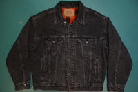 Levis 80's Trucker Jean Jacket 4 Pocket USA Made Buffalo Plaid Lining 70417 Black