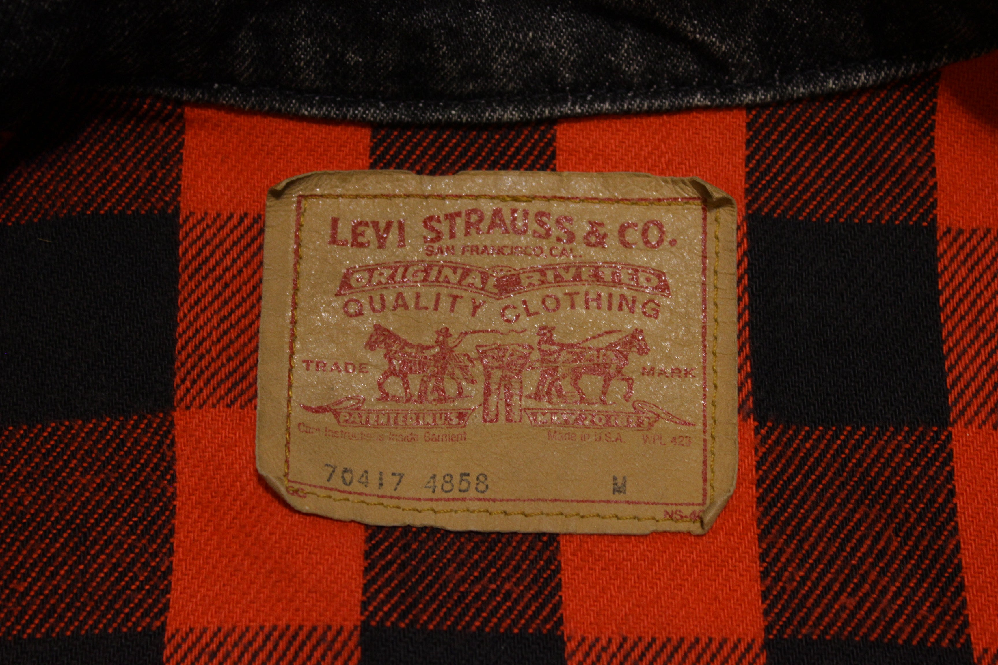 Levis 80's Trucker Jean Jacket 4 Pocket USA Made Buffalo Plaid