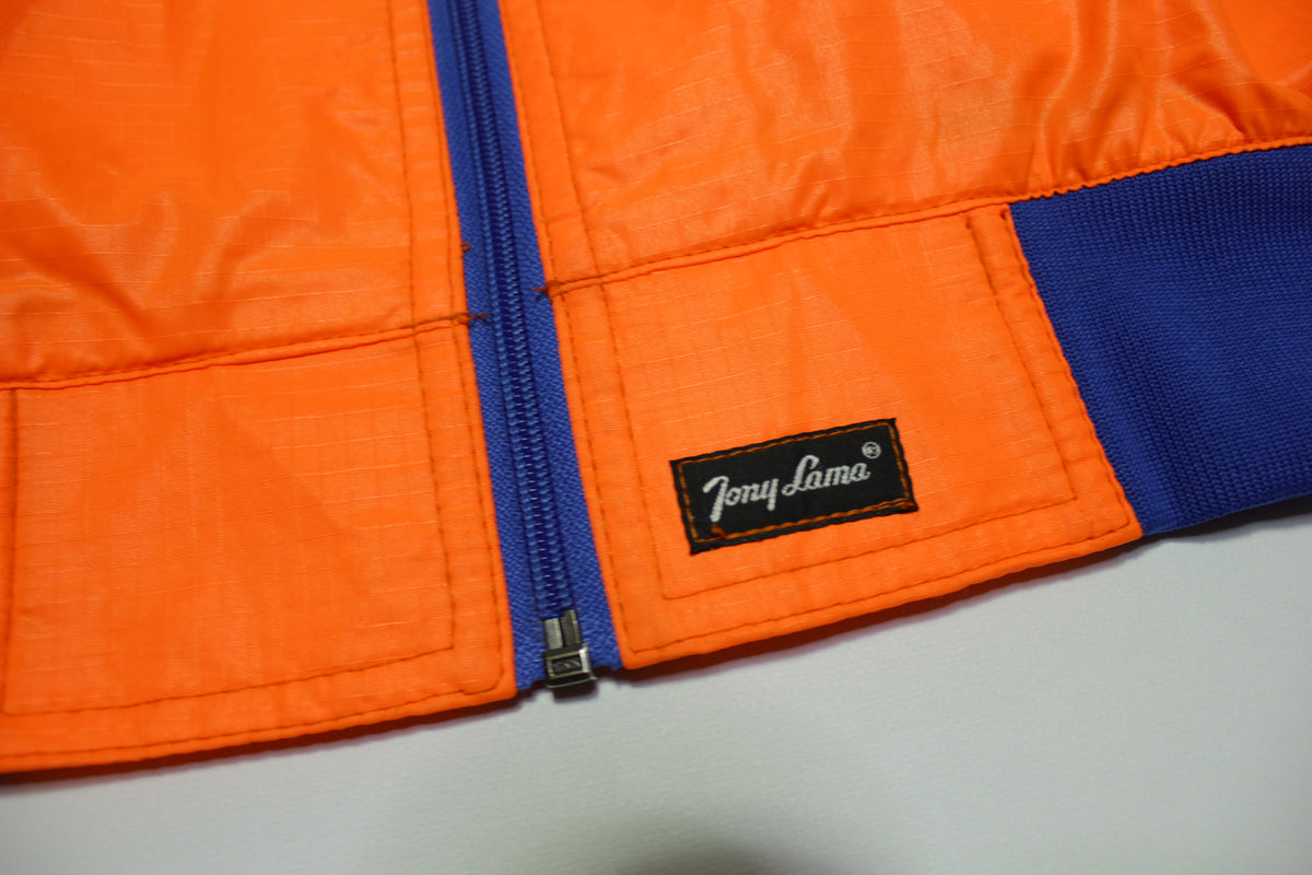 Tony Lama Denver Broncos Vintage 80's Bright Orange Windbreaker Zip Up Jacket