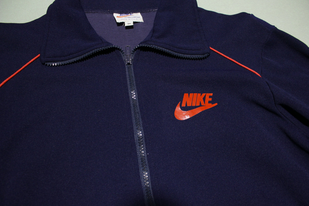 Nike Sportswear Vintage 80's Orginal White Tag Orange Swoosh Made in USA Track Jacket