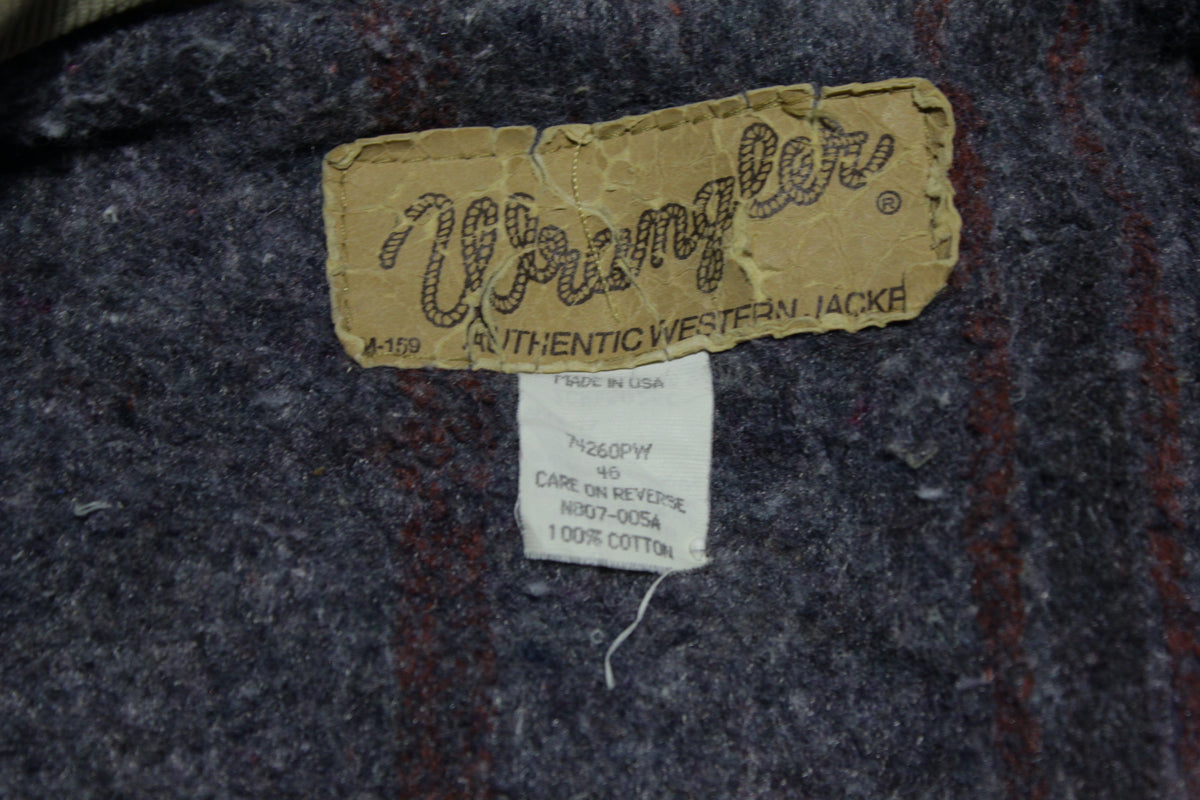 Wrangler Made in USA Vintage 80's Blanket Flannel Lined Denim Jean Jacket
