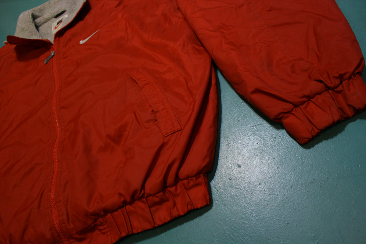 Nike 90's Swoosh Vintage Fleece Lined Windbreaker Red Bomber Jacket 1990's