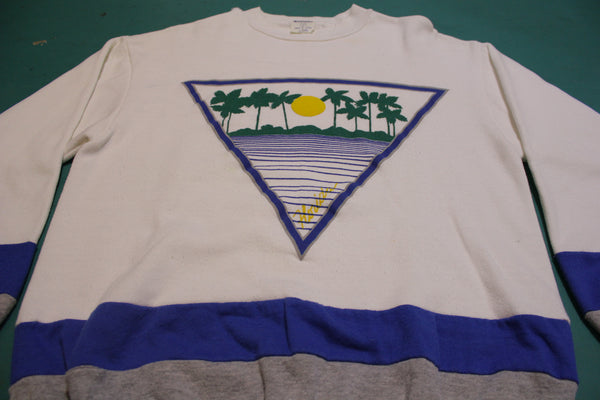 Florida Miami Beach Drug Lord Cocaine White Striped 80's Vintage Sweatshirt