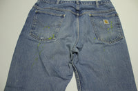 Carhartt Vintage P883 Custom Painted Sewn Union Made USA Blue Jean Denim Work Pants