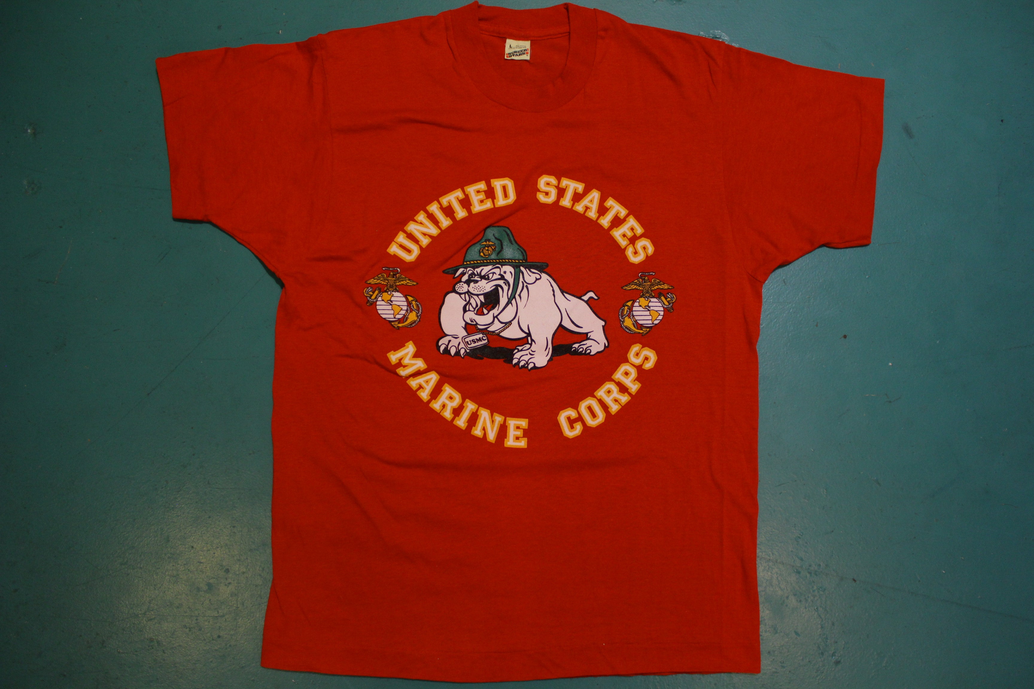 United States Marine Corp Bulldog 80's Vintage Single Stitch T