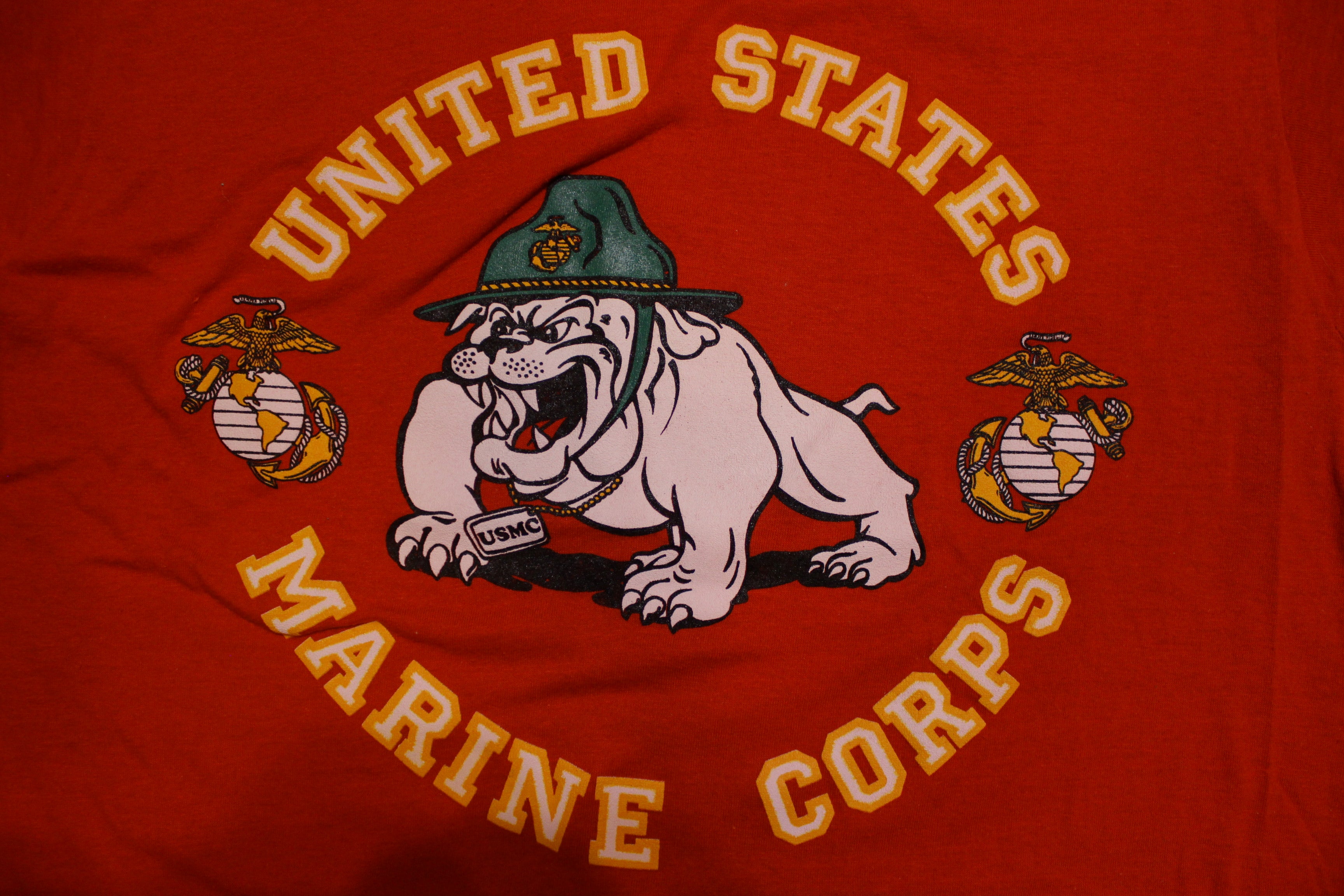 United States Marine Corp Bulldog 80's Vintage Single Stitch T