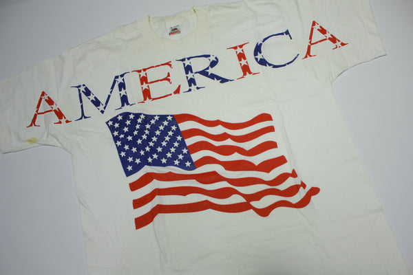 American Flag Large Print Vintage 90s FOTL USA Single Stitch T-Shirt