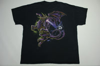 Fire Breathing Dragon Purple Castle and Bats Vintage Y2K T-Shirt