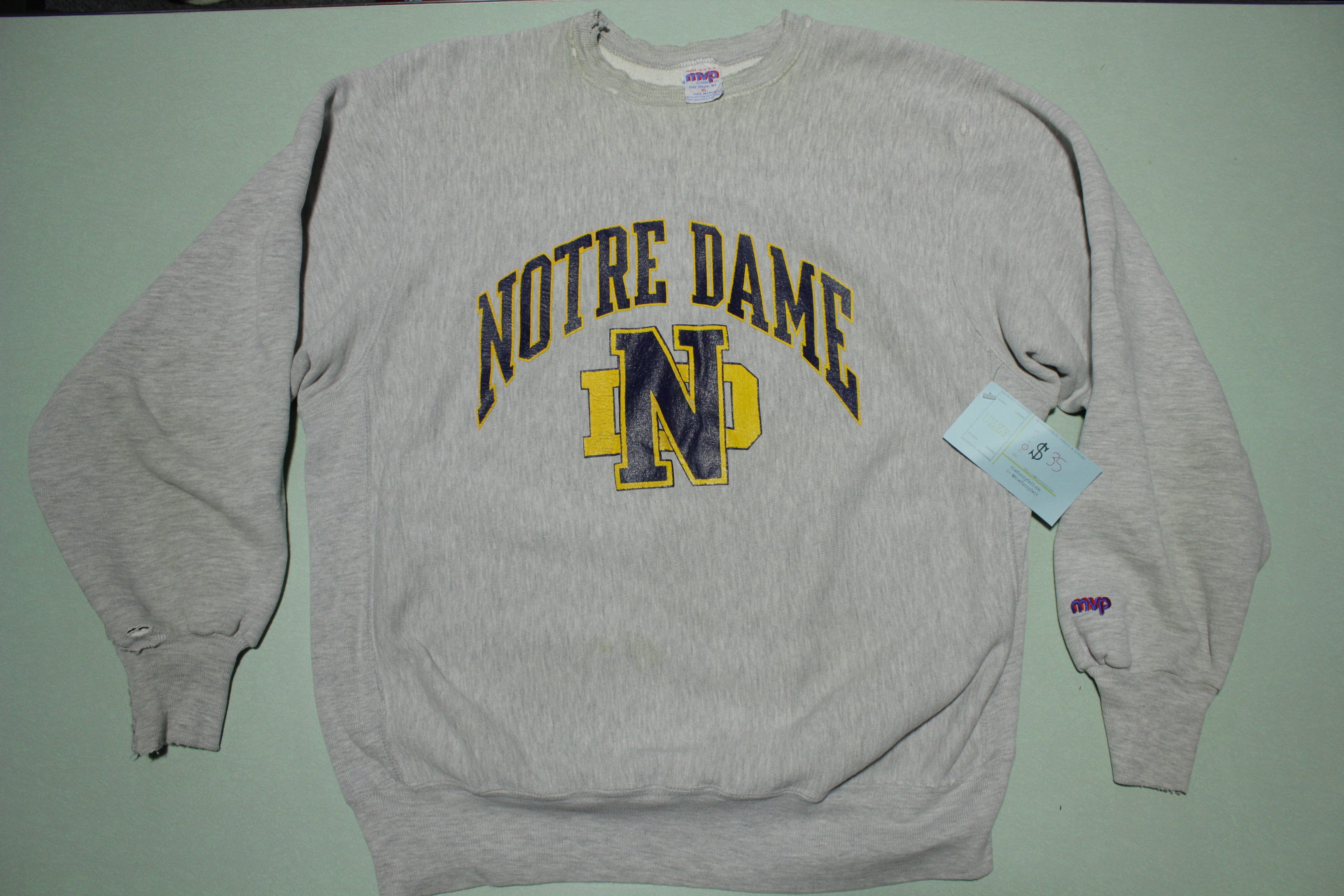 Notre Dame Vintage Pro Reverse Weave Made in USA 90s MVP