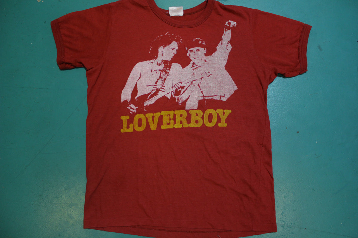 Loverboy Red Single Stitch Banded Collar 80's Vintage T-shirt Made in Canada!