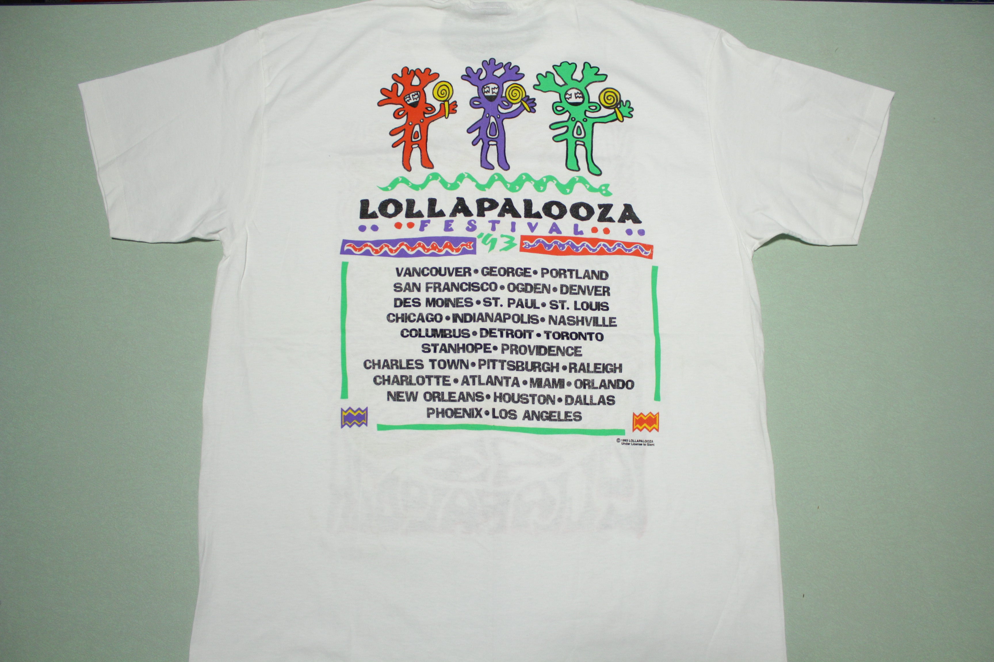 Lollapalooza Vintage Deadstock 1993 Giant Tag Made in USA Festival