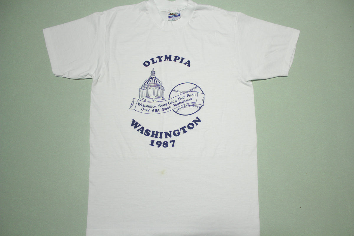 Olympia Washington 1987 Fast Pitch Softball Made in USA T-Shirt