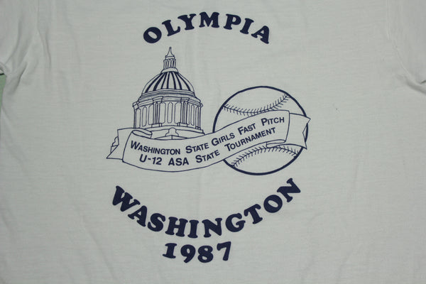 Olympia Washington 1987 Fast Pitch Softball Made in USA T-Shirt
