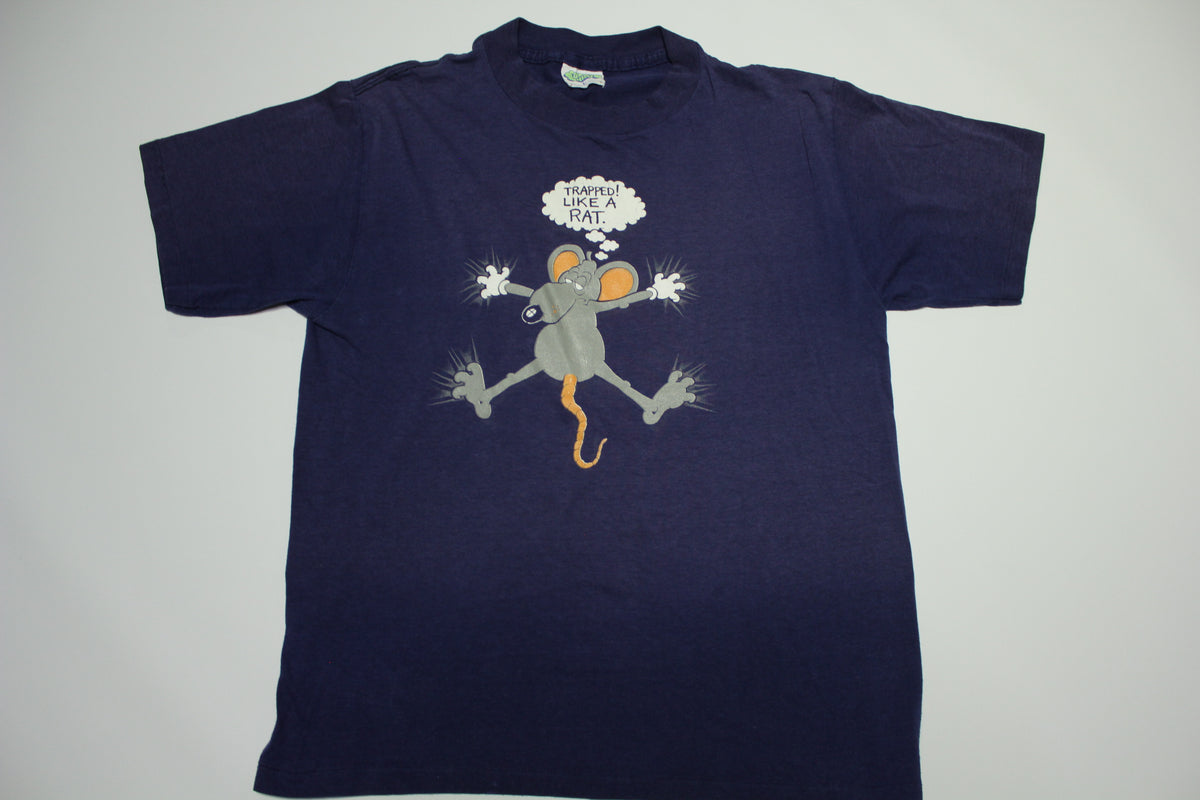 Trapped Like a Rat Fat Cat Super Shirts Vintage 80's Single Stitch Funny T-Shirt