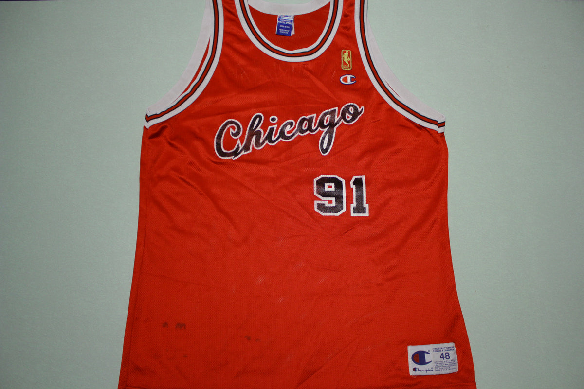 Dennis Rodman Chicago Bulls Vintage 1996/97 Champion USA Gold Logo Throwback Jersey