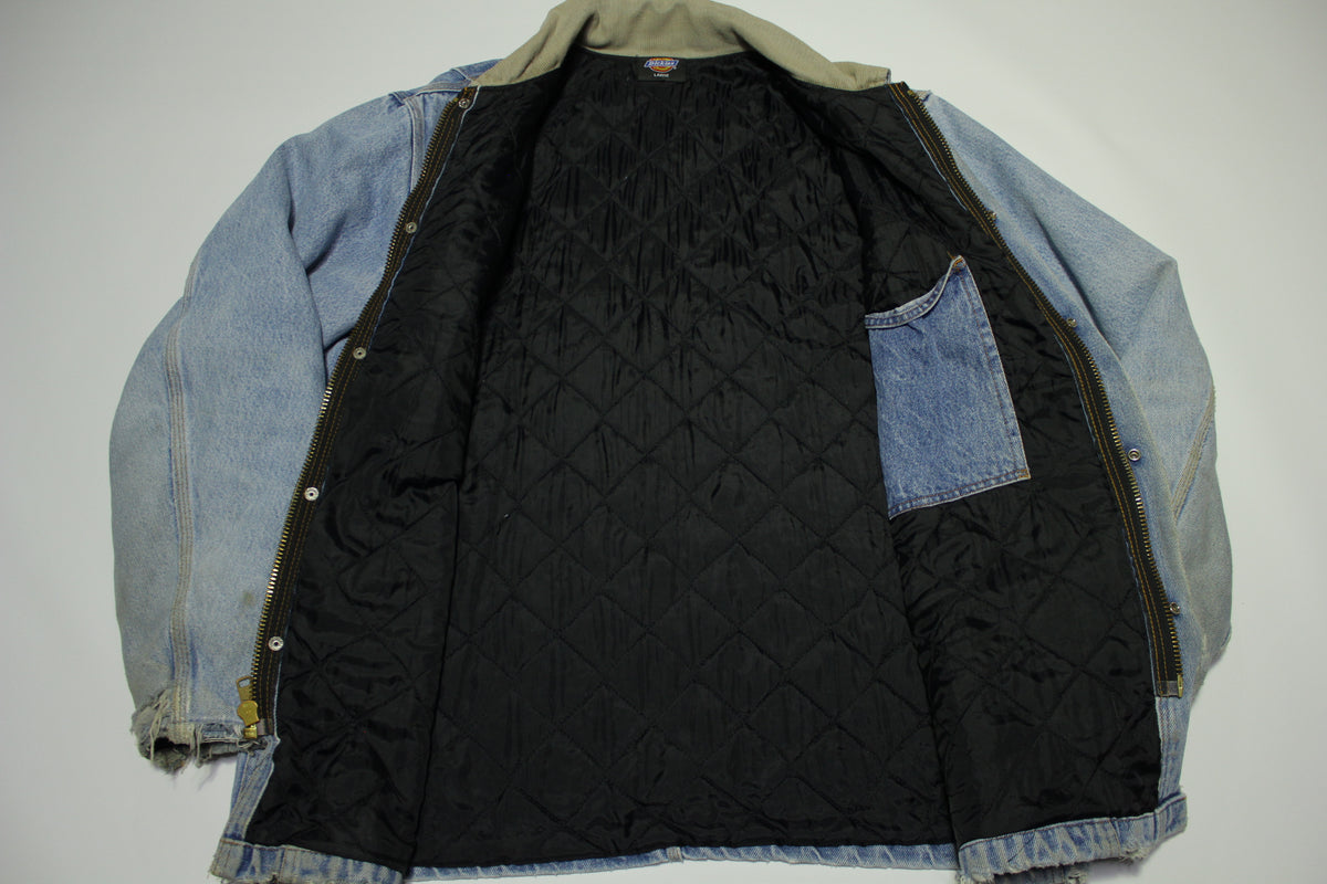 Dickies 90's Barn Chore Vintage Quilt Lined Corduroy Collar Jean Trucker Jacket